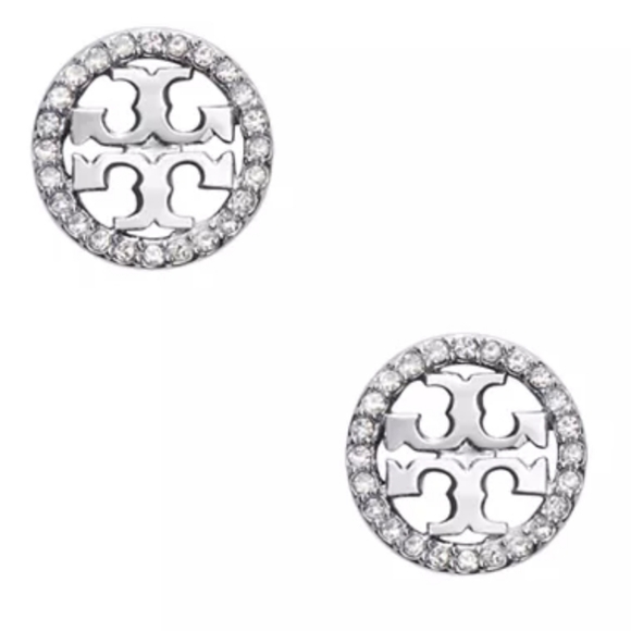 Tory Burch Jewelry - Tory Burch circle crystal stud earrings silver new